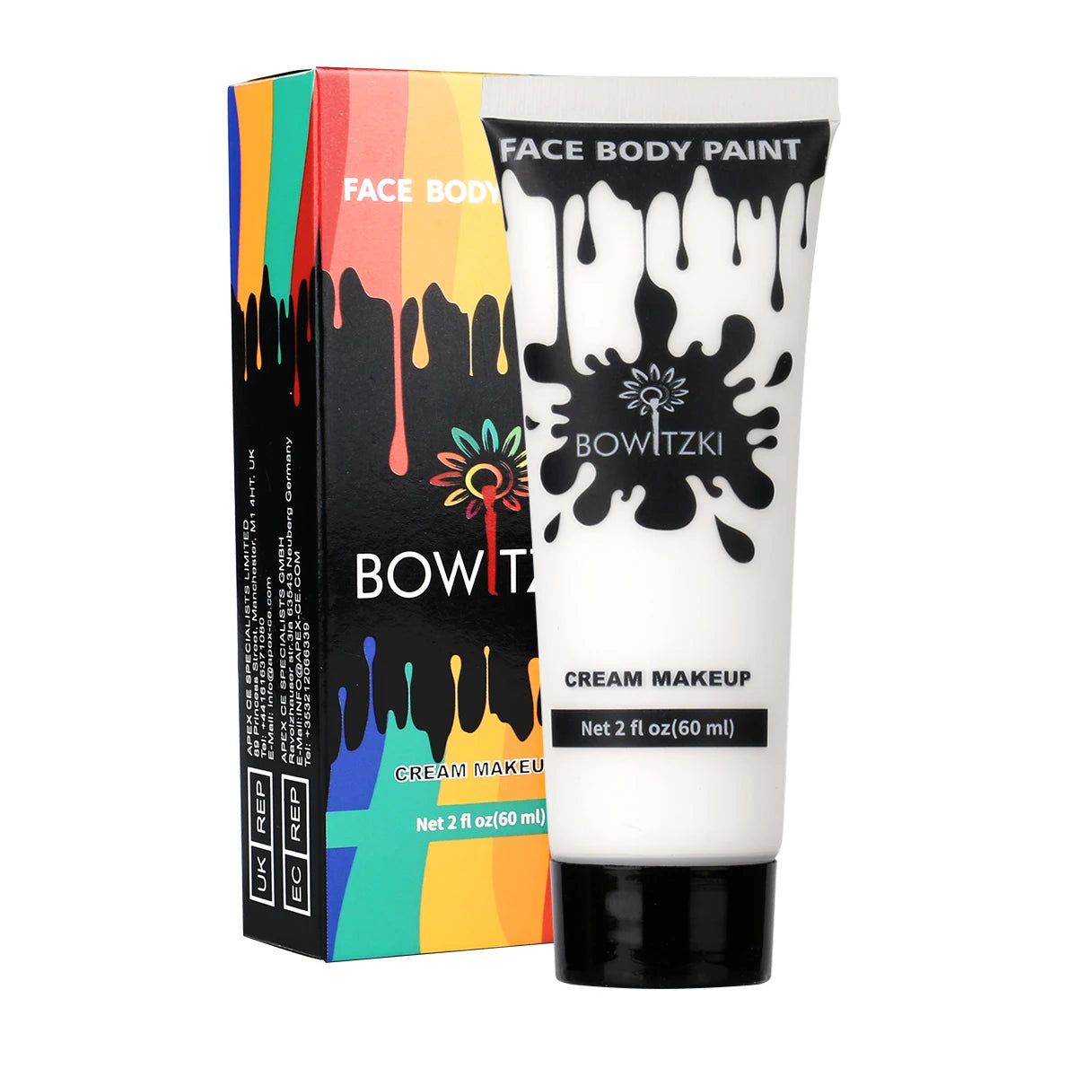 Bowitzki Face and Body Paint 2oz Cream Makeup 60ml Water Based Face Painting Special Effects For Adults Children Kids Halloween