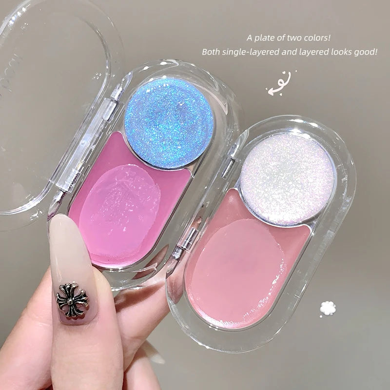 Gege Bear Two Color highting Blush Cream Dual-use Brighten Lip Cream Blush Natural Cheek Tint Waterproof Contouring Makeup