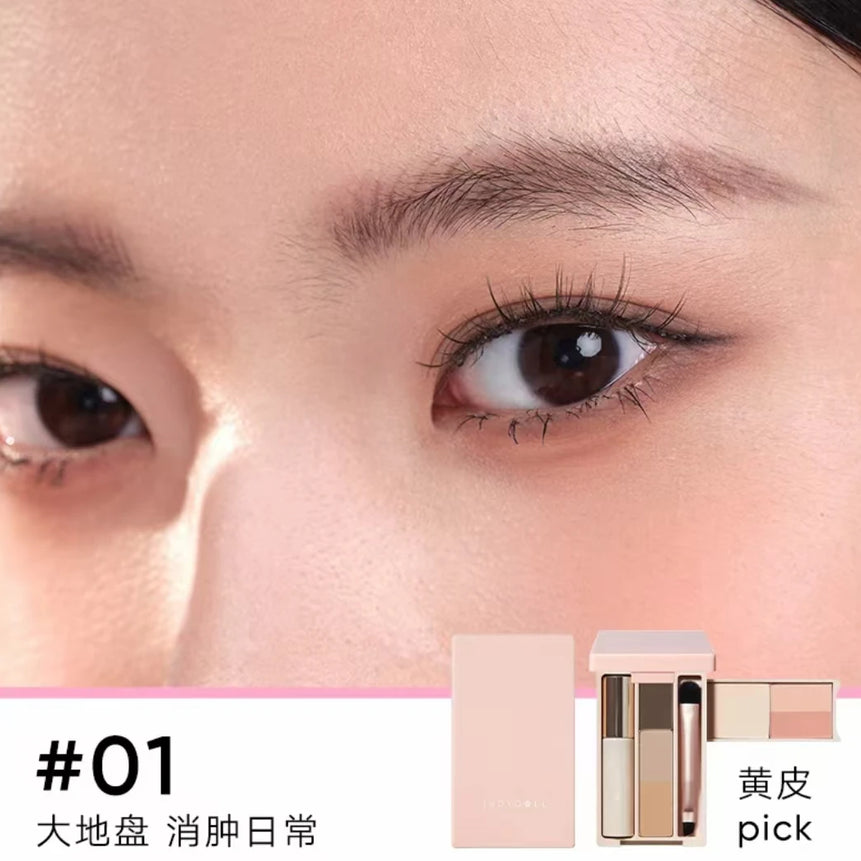 Judydoll Eyebrow Palette All-in-One Portable Powder Travel Makeup Set MultiFunction Mascara Blush Contouring