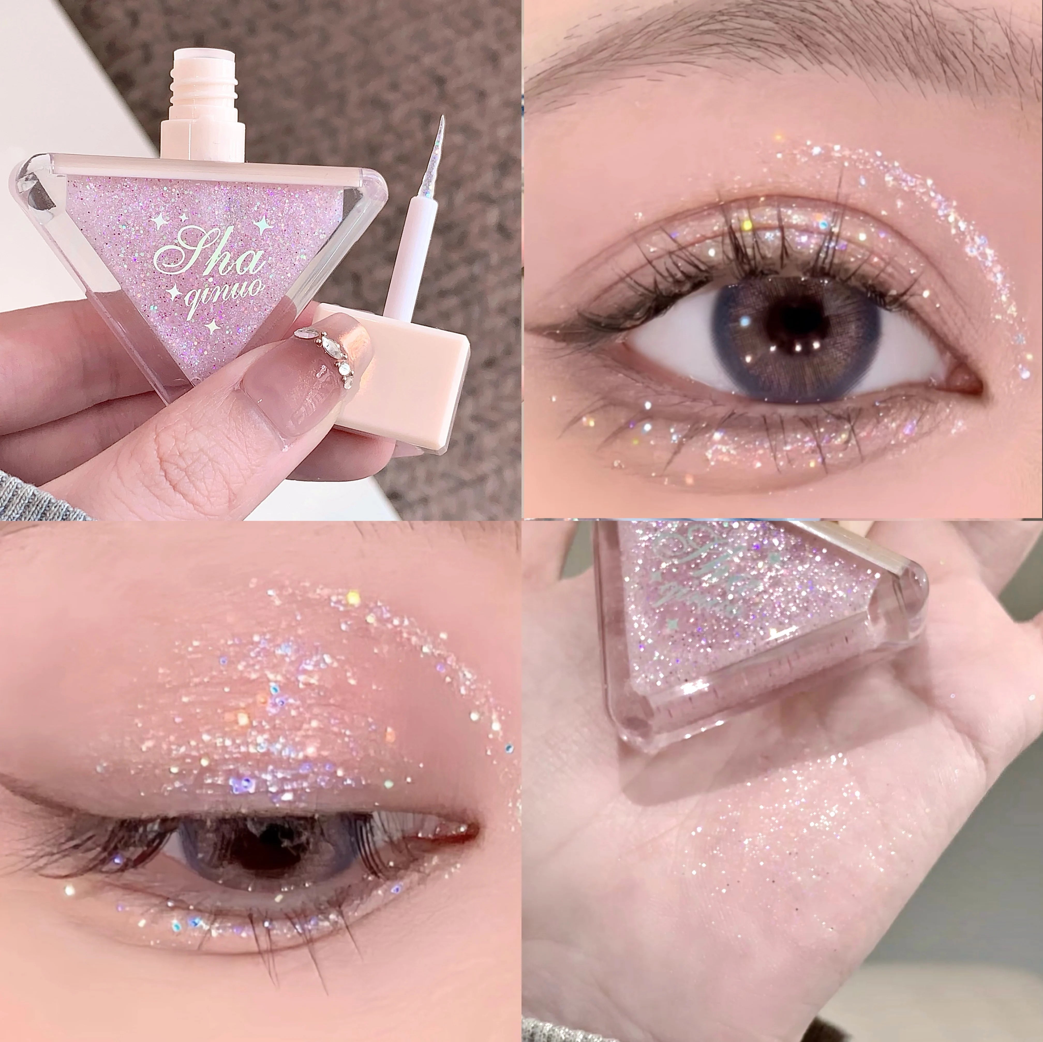 SHAQINUO Glazed Eyeshadow Liquid Pearlescent Glitter Brightens Highlight Silkworm Liquid Eyeshadow