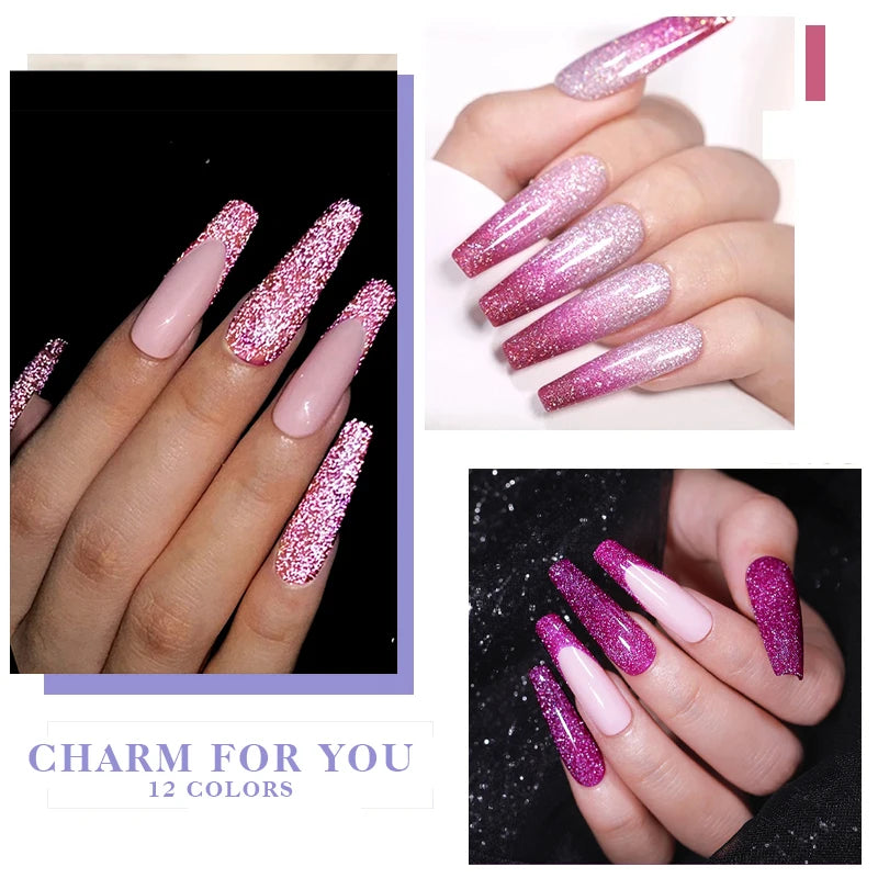10ml Glitter Thermal Gel Nail Polish 3 Layers Temperature Changing Semi Permanant Soak Off UV LED Nail Art Gel Varnish DIY Gel