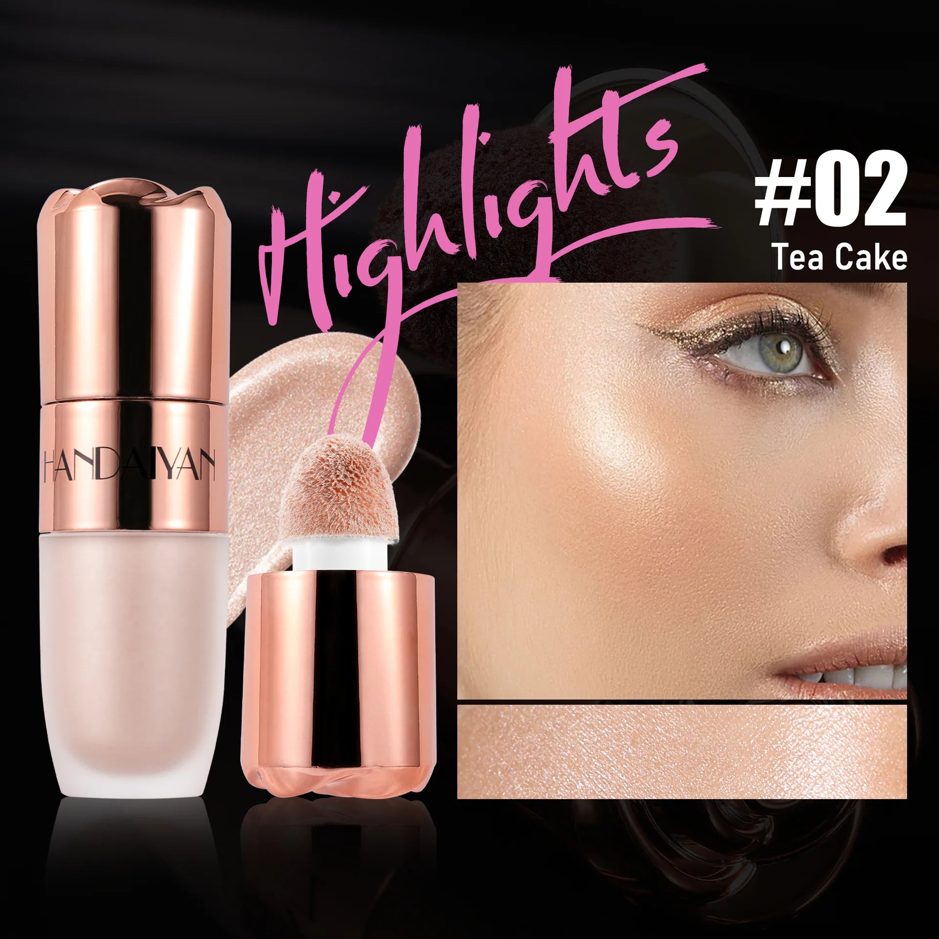 Rose Glow Liquid Contour Highlighter 3D Effect Soft Sponge Tip Easy to Wear Long Lasting Face Body Hihglight Contouring Stick