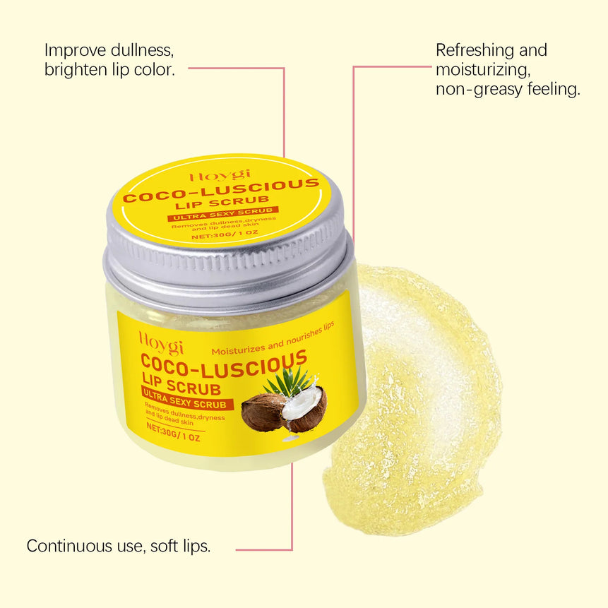 HOYGI Turmeric Lip Scrub Exfoliator Moisturizing Repair Lips Mask Softening Remove Dead Skin Coconut Oil Dry Lip Care Scrub Balm