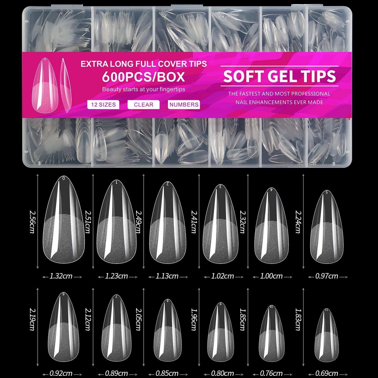 100/600Pcs Short Almond Nail Tips Soft Gel Nail Tips Full Cover False Nail Tips For Acrylic Nails  Salon Home Press On Nails
