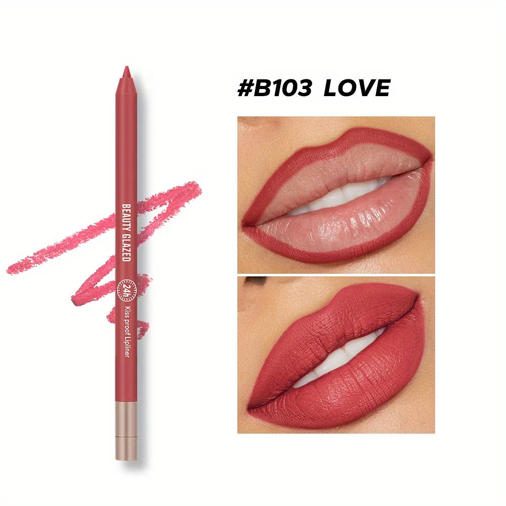 BEAUTY GLAZED 10 Color Lipliner High Pigment Matte Waterproof, Natural Shaping Lip Liner Lipstick Makeup
