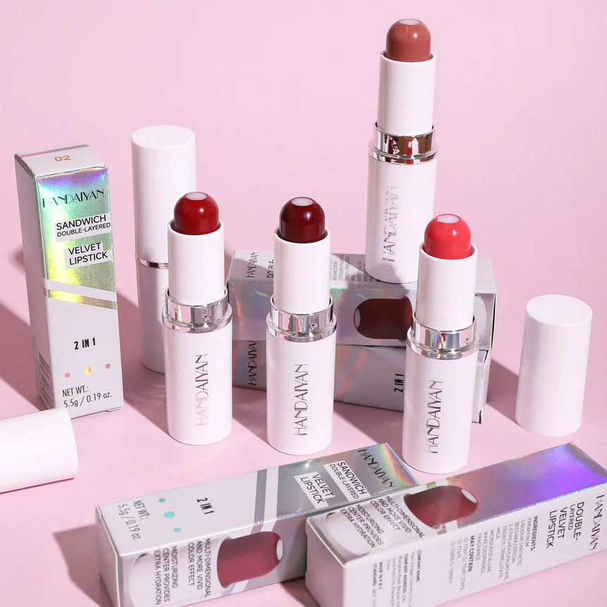 Handaiyan two in one matte lipstick moisturizing sandwich lipstick 8 colors available
