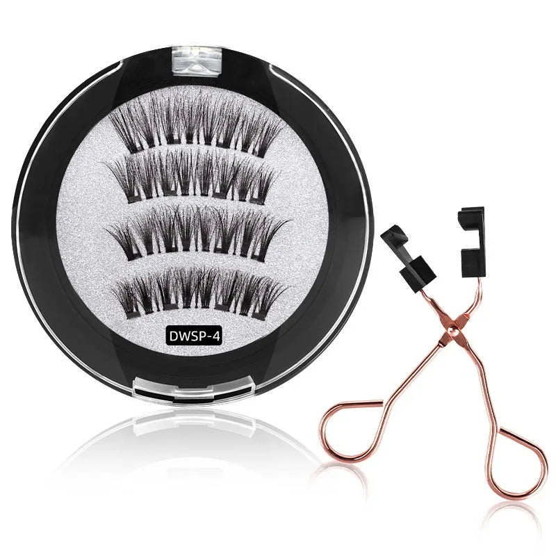 3D Magnetic False Eyelashes Reusable Magnetic Eyelashes With 4 Magnetic Lashes Natural Eyelash Extension Makeup Tools