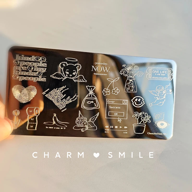 Cartoon Characters Stamping Plates  French Line Geometry  Flowers Leaves Animals Image Stainless Steel Nail Art Template Stencil