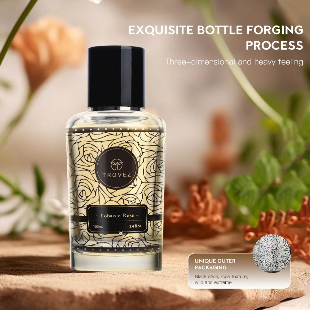 TROVEZ Tobacco Rose 100ml Perfume Long-lasting Fragrance Rich Unisex Perfume Scent Gifts Aroma Body Spray Perfumes for Men Women
