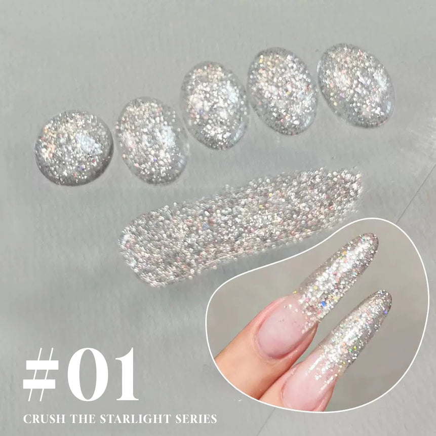 MIANEL1-12pcs 12ML Pink Blue White Green Series With Explosive Glitter Gel Nail Polish, Popular Yun Brocade Diamond Gel Polish