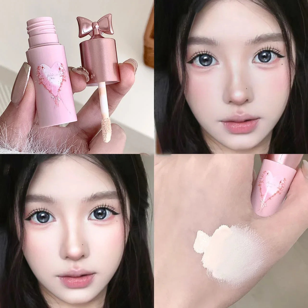 Pink Brightening Concealer Stick Waterproof Highlighting Liquid Moisturizing Concealer Cream Cover Acne Spot Dark Circles Makeup