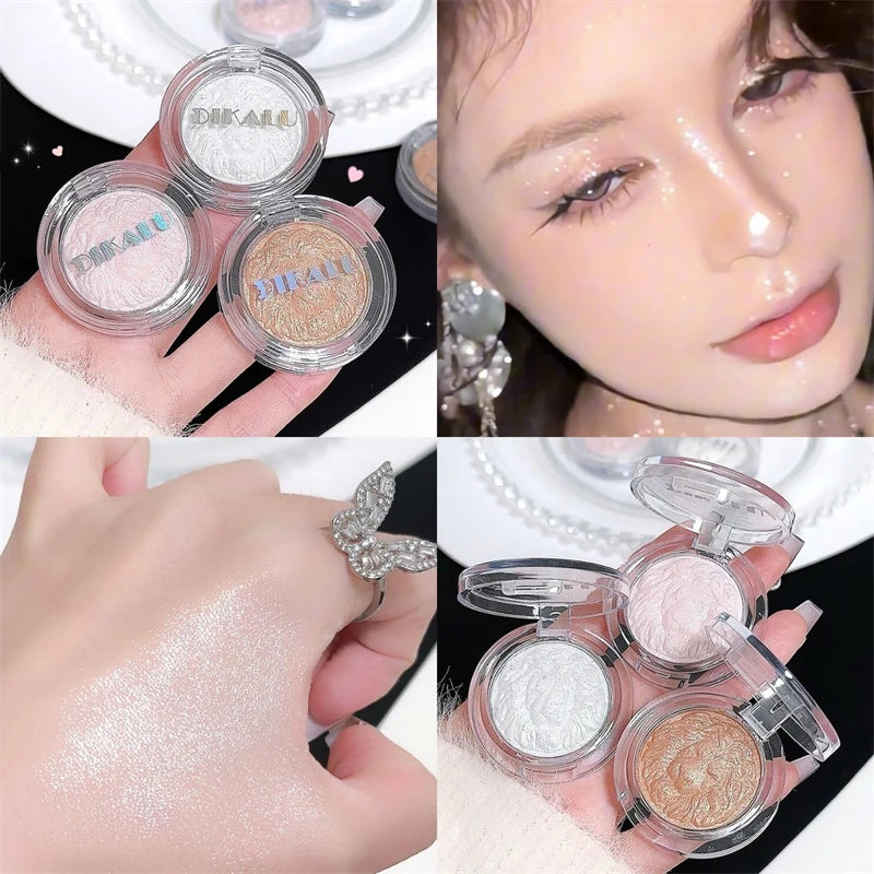 3 Color Face Highlighter Palette Llluminator Palette Natural Waterproof Glitter Shimmer Powder Highlight Makeup High Gloss Cream