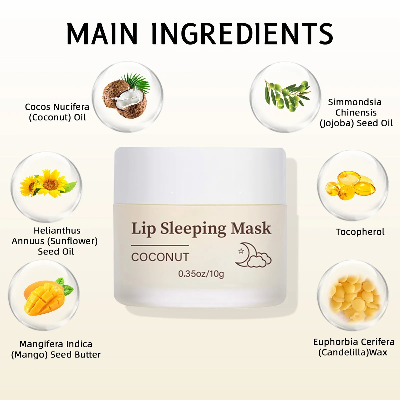 Natural Coconut & Strawberry Lip Mask Duo 20g Set - Day and Night Moisturizing Treatment for Dry and Sensitive Lips