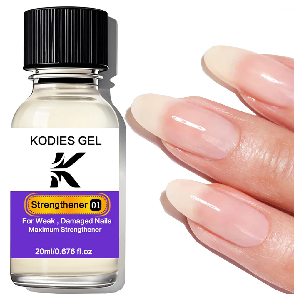 KODIES GEL Natural Pink Nail Strengthener Quick Dry Makeover Ridge Filler Base Oil Nail Hardener Shield Repair Nail Care Lacquer