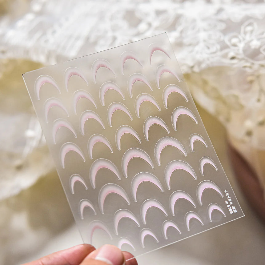 1pcs White 5D Pearl Lace Wave Lines Nail Art Stickers Elegant Exquisite Nail Decoration Decals DIY Self Adhesive Transfer Slider
