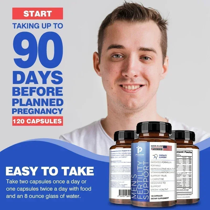 Fertility Capsules for Men Increase Sperm Quality Vitality Sperm Motility Count Booster Support Supplement