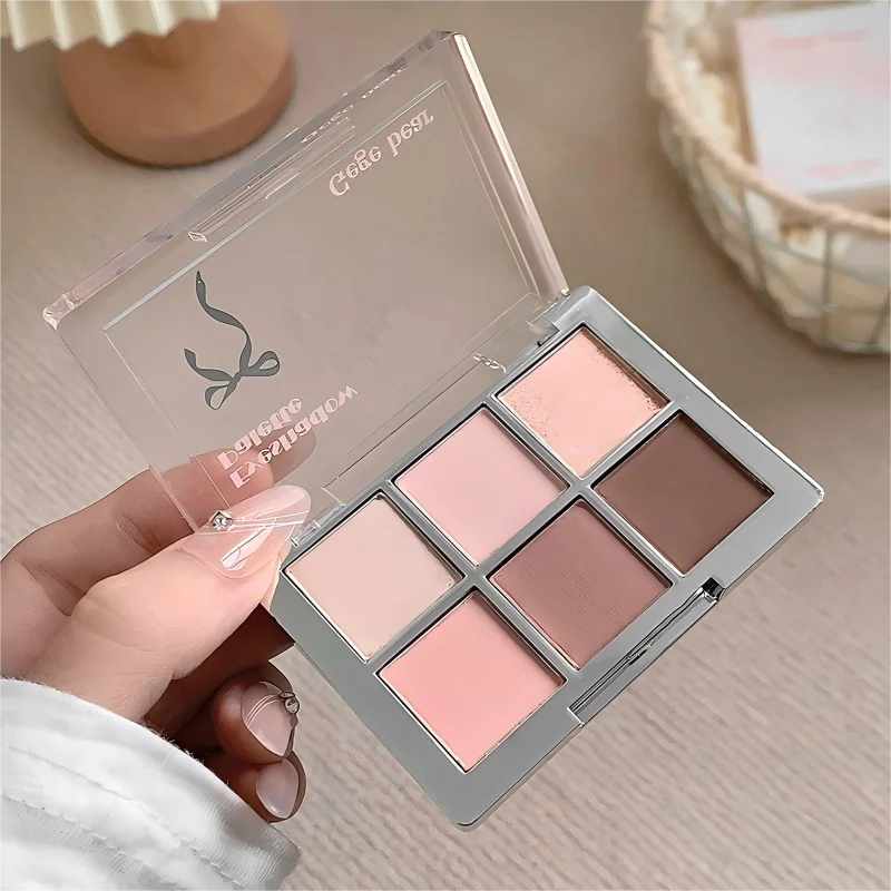 Gege Bear 6-color Eyeshadow Palette Matte Pearlescent Earth Color Sequin Long-Lasting Eyeshadow And Contour Palette