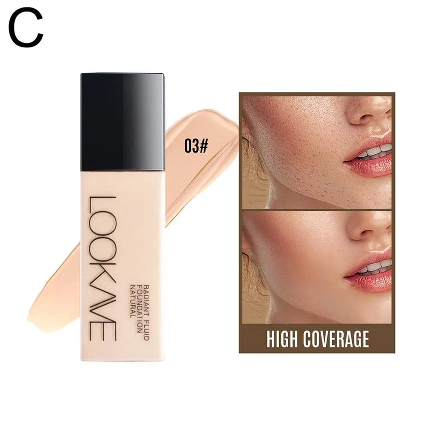LOOKAVE Liquid Foundation | Long-Lasting, Full Coverage, Matte Finish, Moisturizing Liquid Base, Conceals Imperfections, Smooth Natural Makeup