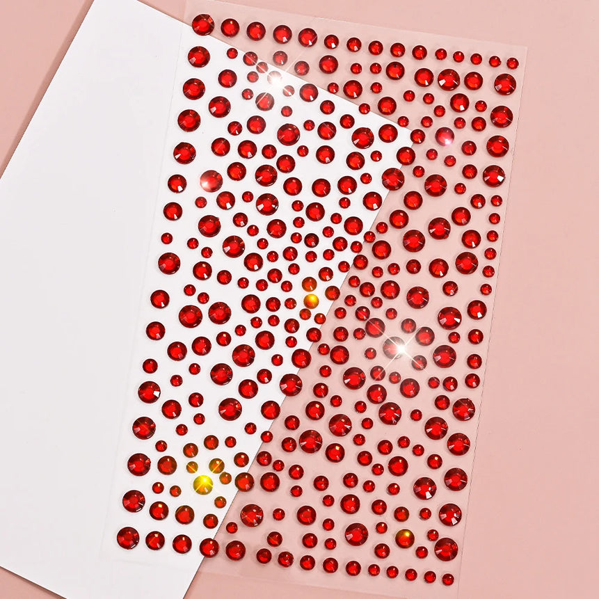 1pc Red Face Gems Jewels Rhinestone Stickers Self Adhesive Gems Stickers DIY Bling Jewel Crystal Sticker for Hair Face Eyes Body