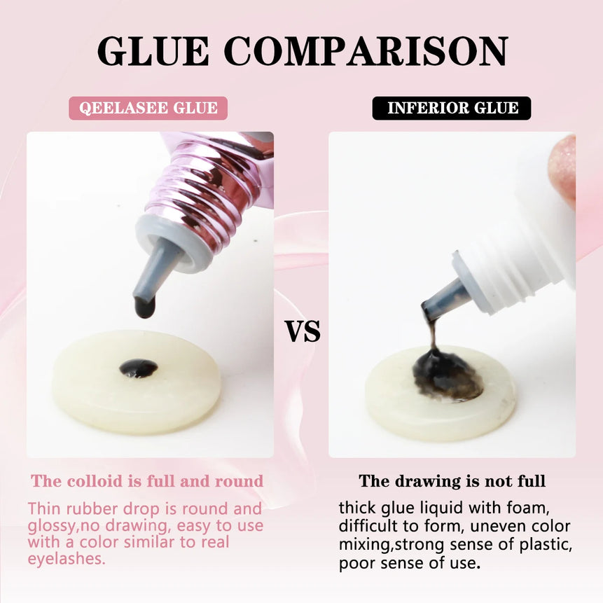 Qeelasee Eyelash Glue 0.3-0.5S Fastest Strongest Waterproof Mild Professional Eyelash Extension Glue