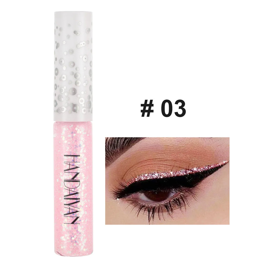 12 Colors Shiny Eye Liners Cosmetics For Women Pigment Silver Rose Gold Color Glitter Liquid Eyeliner Metallic Colorful Makeup