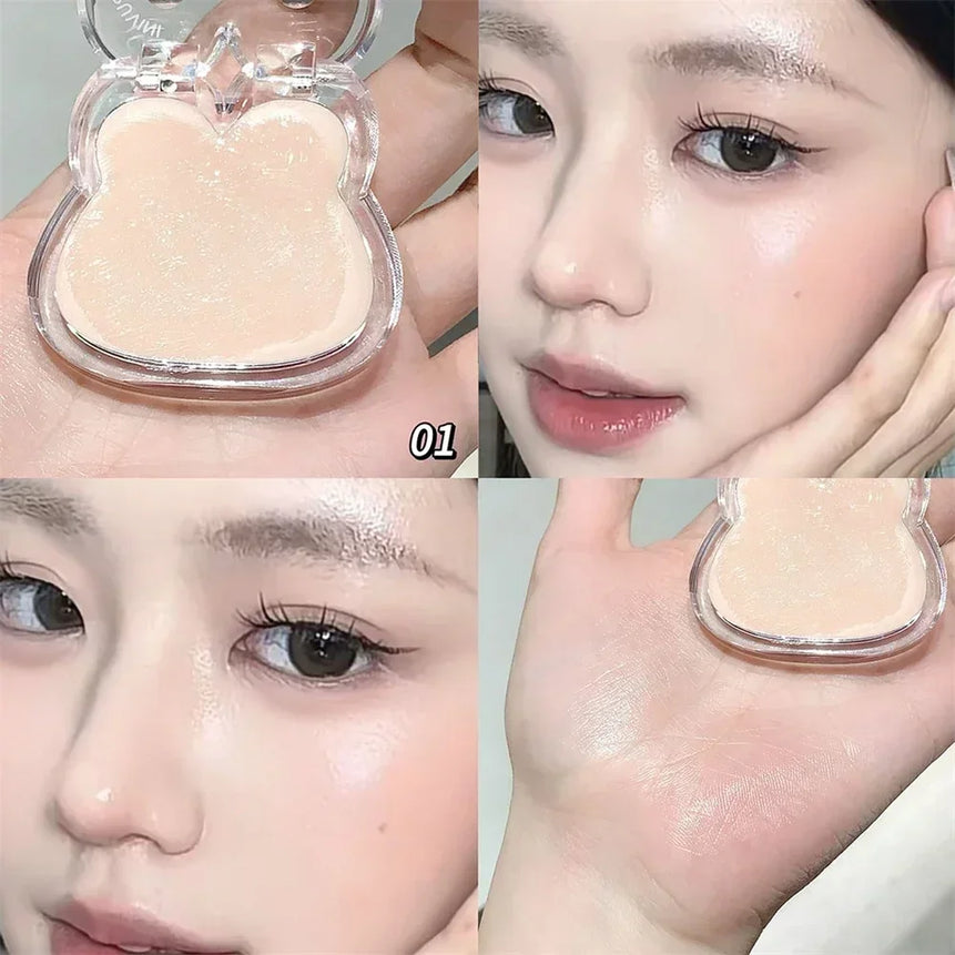 Highlighter cream for face brightening and contouring blusher highlighter stick for natural watery skin lip jelly plate cosmetic