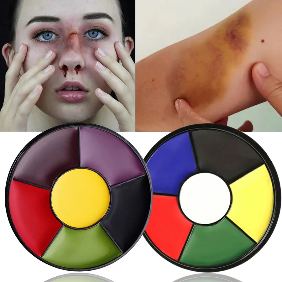 6-Color Blood Stasis Palette, Halloween Face Painting, Body Painting, Zombie, Vampire, Monster Dressing, Professional Special Effects Oil Paint, Not Easy to Dry