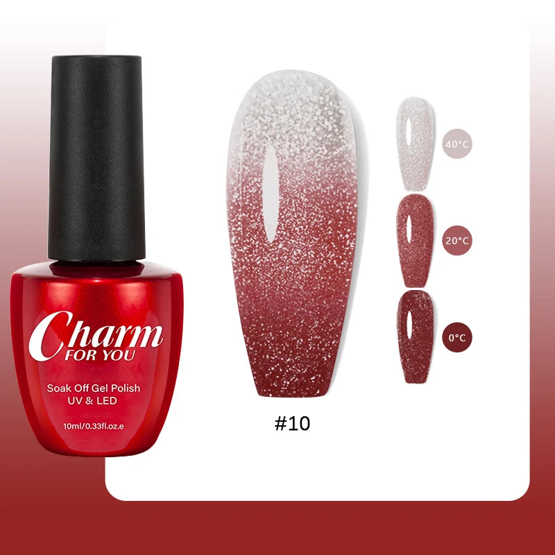 10ml Glitter Thermal Gel Nail Polish 3 Layers Temperature Changing Semi Permanant Soak Off UV LED Nail Art Gel Varnish DIY Gel