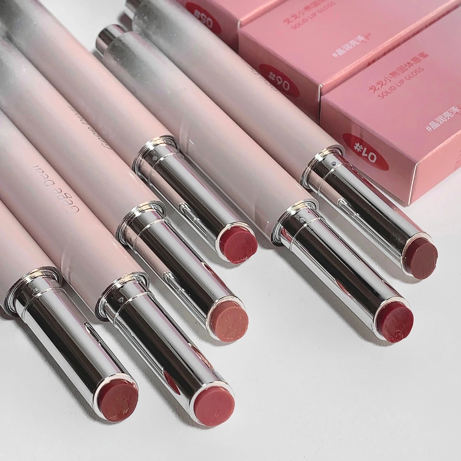 Snowy Design Solid Watery Lipstick Mirror Moisturizing Nourishing Lip Balm Beautiful Colors Suitable for Winter