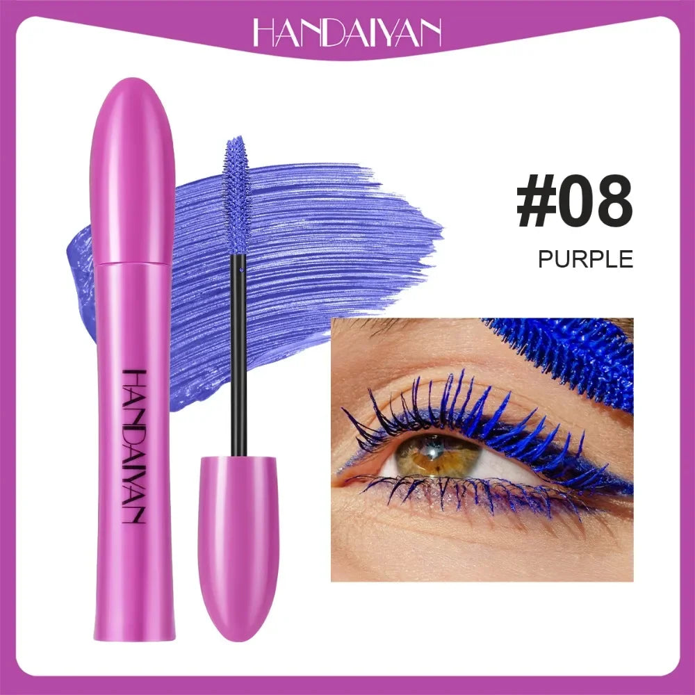 10 Color Waterproof Volumizing Mascara Smudge-Proof Curling Long-Lasting Sapphire Blue Pink Mascara for Bold Eye Look Cosmetics