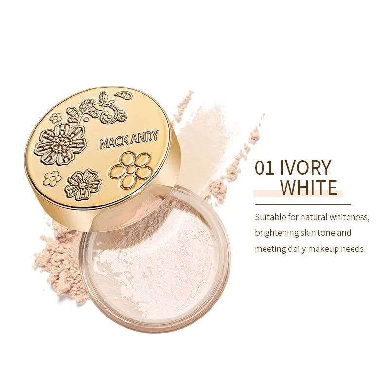 MACKANDY Soft Honey Loose Powder Waterproof Long-lasting Oil Control Shimmer Brighten Coverage Setting Powder Facial Makeup