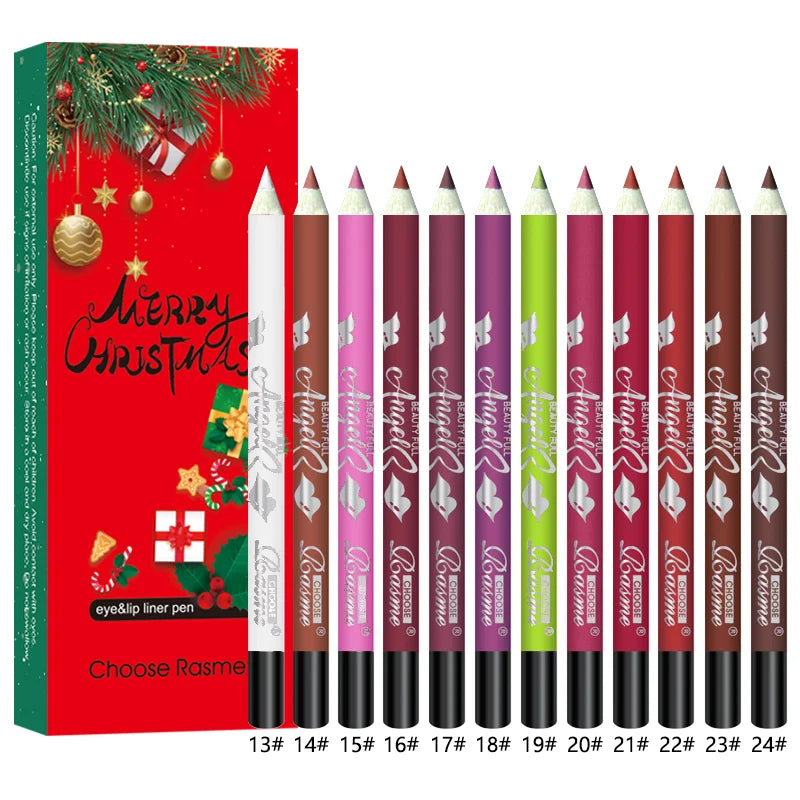 12PCS Nude Lipliner Set - Waterproof, Matte Crayon Lipliner Is Not Sticky And Easy To Apply Christmas Gifts