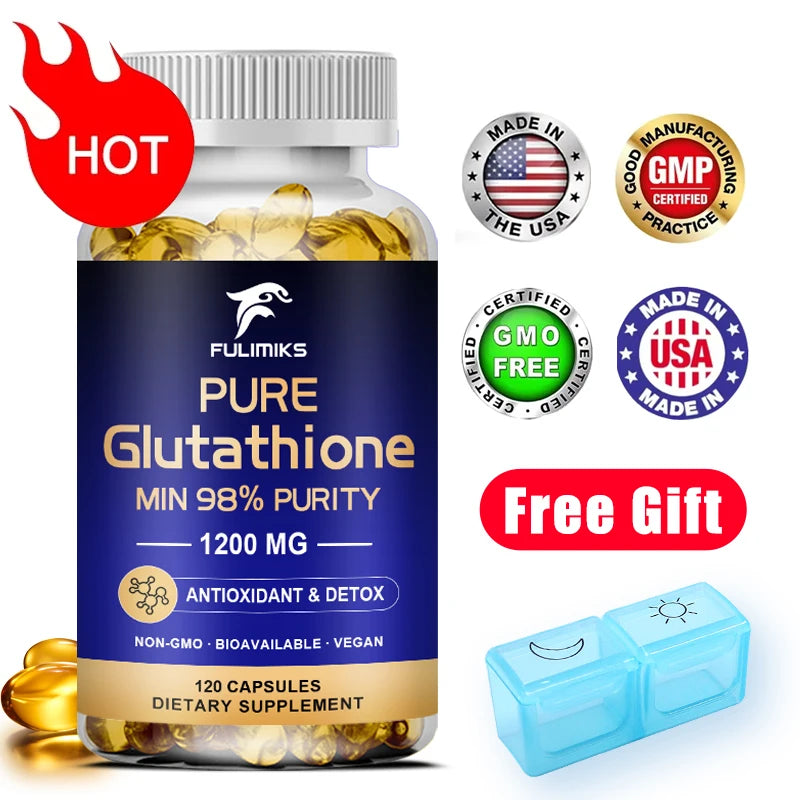 Pure Glutathione Capsules - Max Absorption, Support Overall Detoxification, Antioxidant & Anti-Aging, Liver, Skin & Immunity