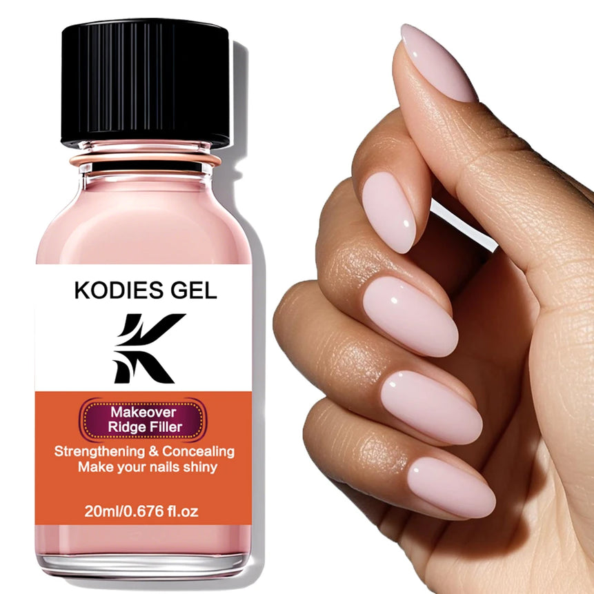 KODIES GEL Natural Pink Nail Strengthener Quick Dry Makeover Ridge Filler Base Oil Nail Hardener Shield Repair Nail Care Lacquer