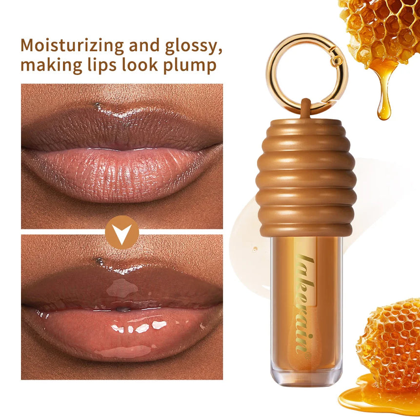 Lip Gloss Plumper Hydrating Lip Balm Smooth Long Lasting Moisturizing Nourishing Lips Honey Oil Non Sticky Cosmetics Bag Clip Ri