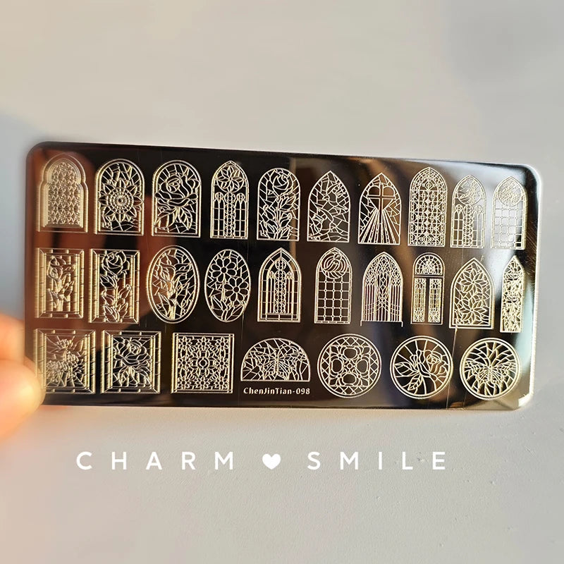 Cartoon Characters Stamping Plates  French Line Geometry  Flowers Leaves Animals Image Stainless Steel Nail Art Template Stencil