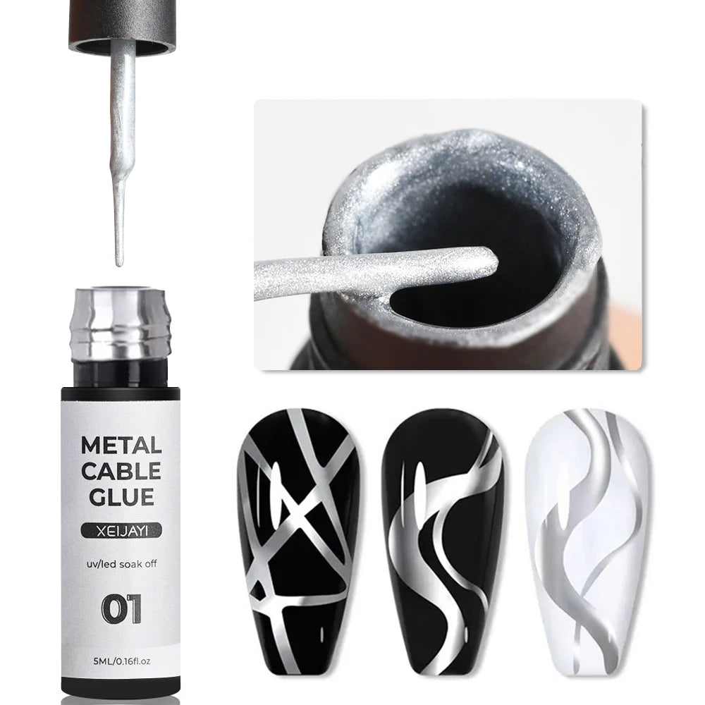 5/7/8ml Super-Bright Metallic Painting Liner Gel Polish Silver/Gold/Rose Mirror Gel Nail Polish Semi Permanent UV Nail Art Verni