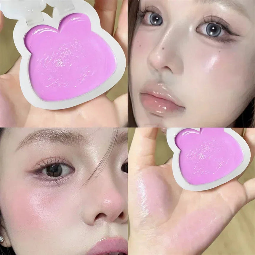 Highlighter cream for face brightening and contouring blusher highlighter stick for natural watery skin lip jelly plate cosmetic