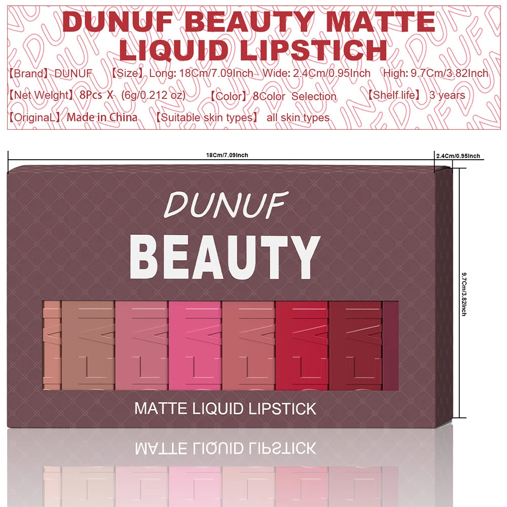 8pcs Liquid Matte Lipstick Velvet Matte Women'S Makeup ,Long-lasting Waterproof Non-stick Cup Non-fade Lip Gloss , Waterproof an