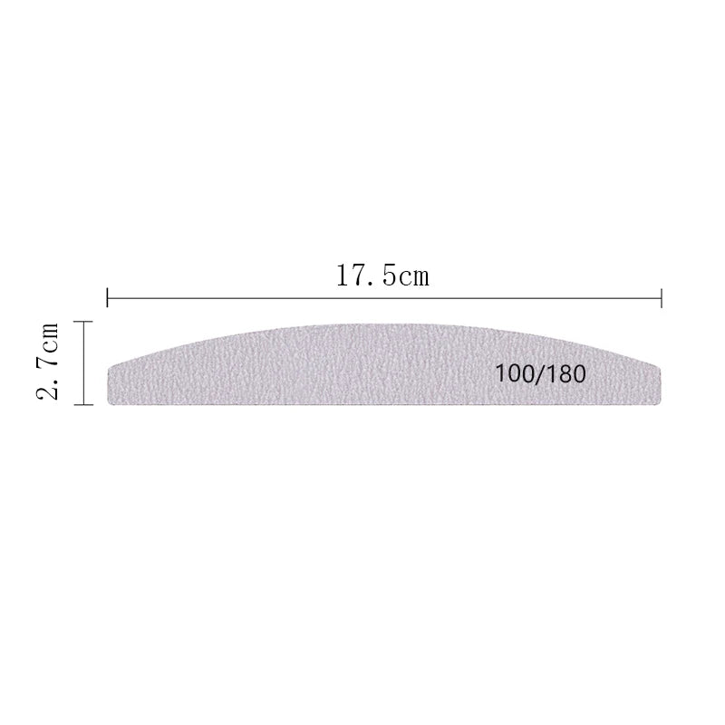 Nail File Buffer 100/180 Grit Half Moon Nail Files Double Side Sandpaper Nail Sanding Grinding Gel Nail Polish Manicure Tool