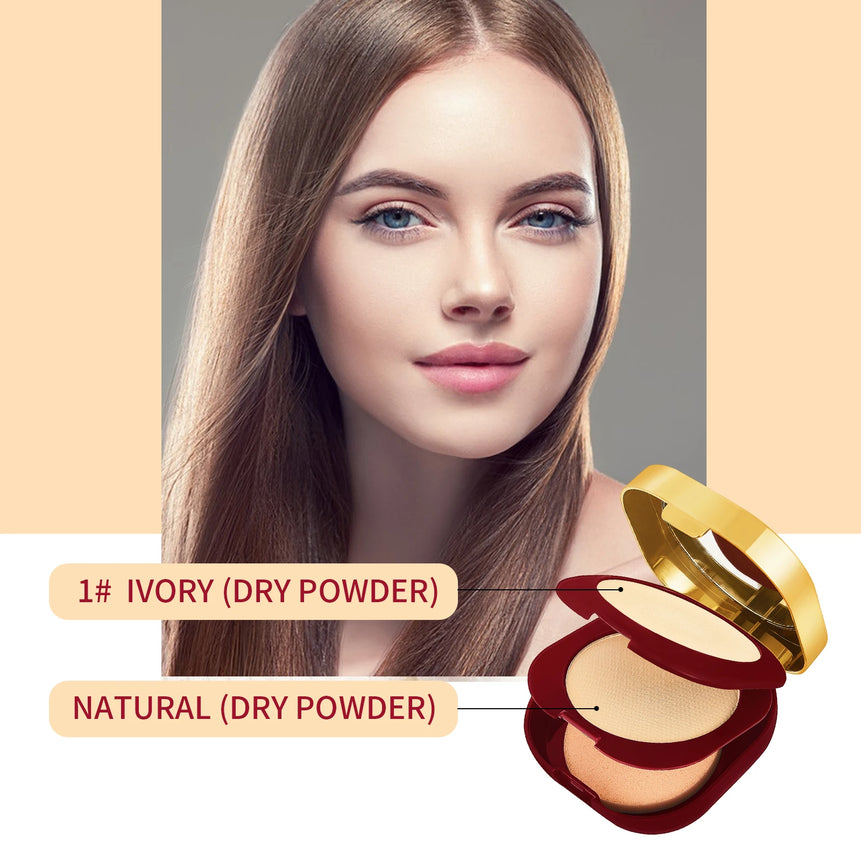 Red Pomegranate Double Layer Powder Oil Control Long Lasting Waterproof Concealer Setting Powder Facial Makeup
