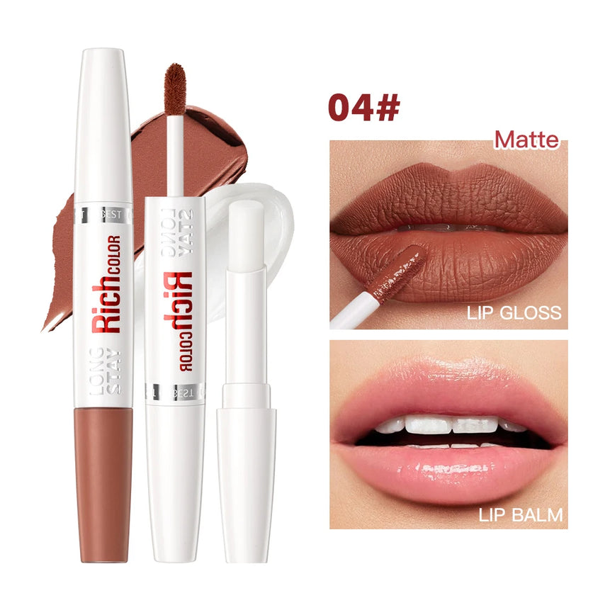 8 Colors Matte Liquid Lipstick Lipgloss Waterproof Double Head Lip Balm Anti-Cracking Moisturizing Makeup Plumper Lip Cosmetics