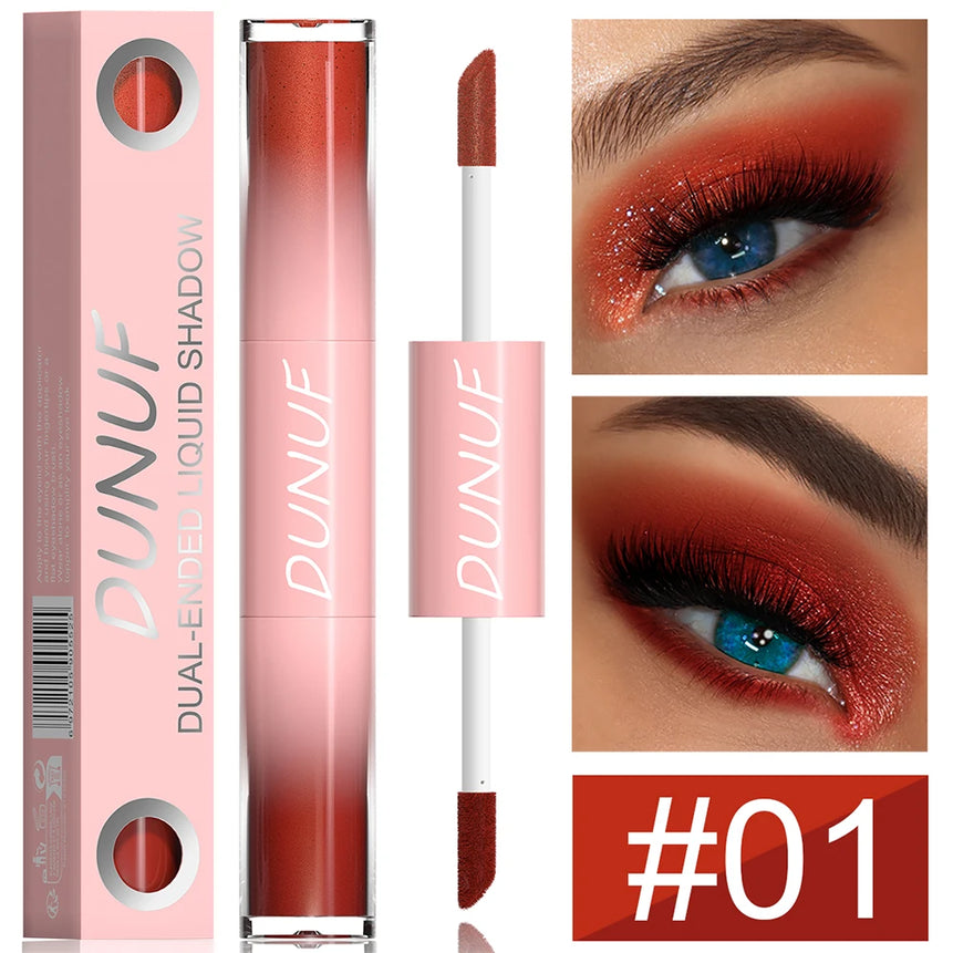 Double-head Punk Metallic Liquid Eyeshadow Stick Dark Glitter Matte Sequins Bicolor Shimmer Eyes Makeup Cream Pencil Waterproof
