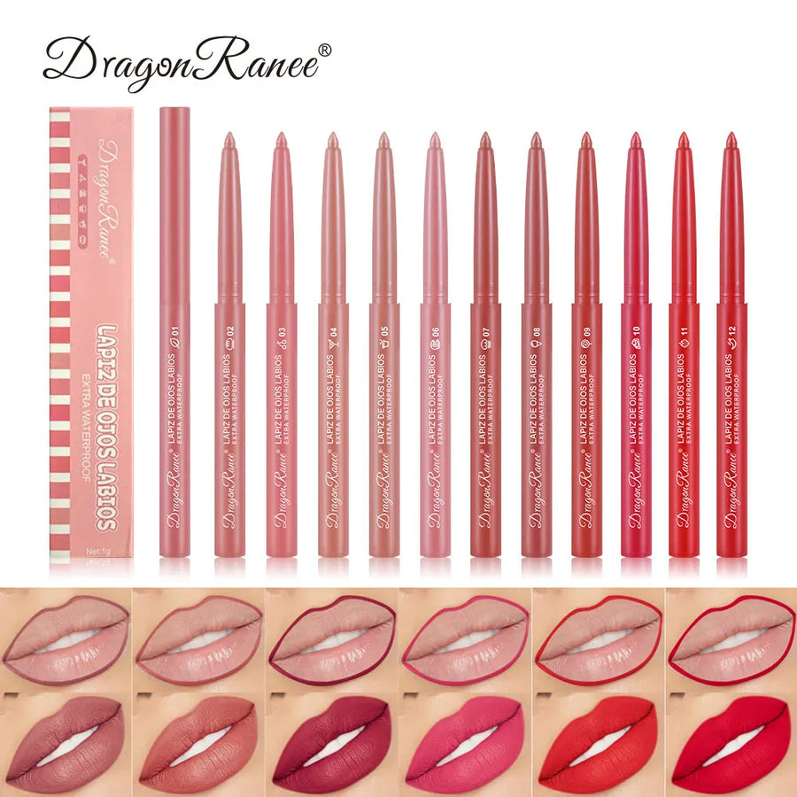 Lip Liner Lipstick Pen Waterproof Long-Lasting Hook Line Lip Pencil Matte Matte Beginner Automatic Lip Liner Bean Paste Color Hook Pen Automatic Rotating Lip Liner