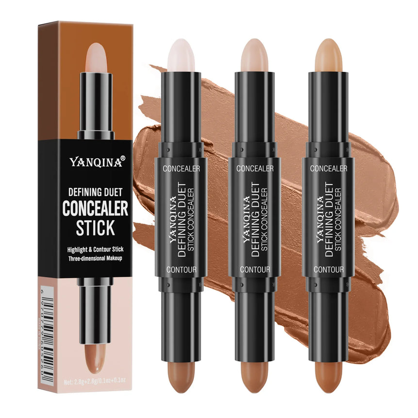 QIC/YANQINA Double-headed Concealer Stick Three-dimensional Repair Volume Brighten Face Highlight Concealer Pen Makeup