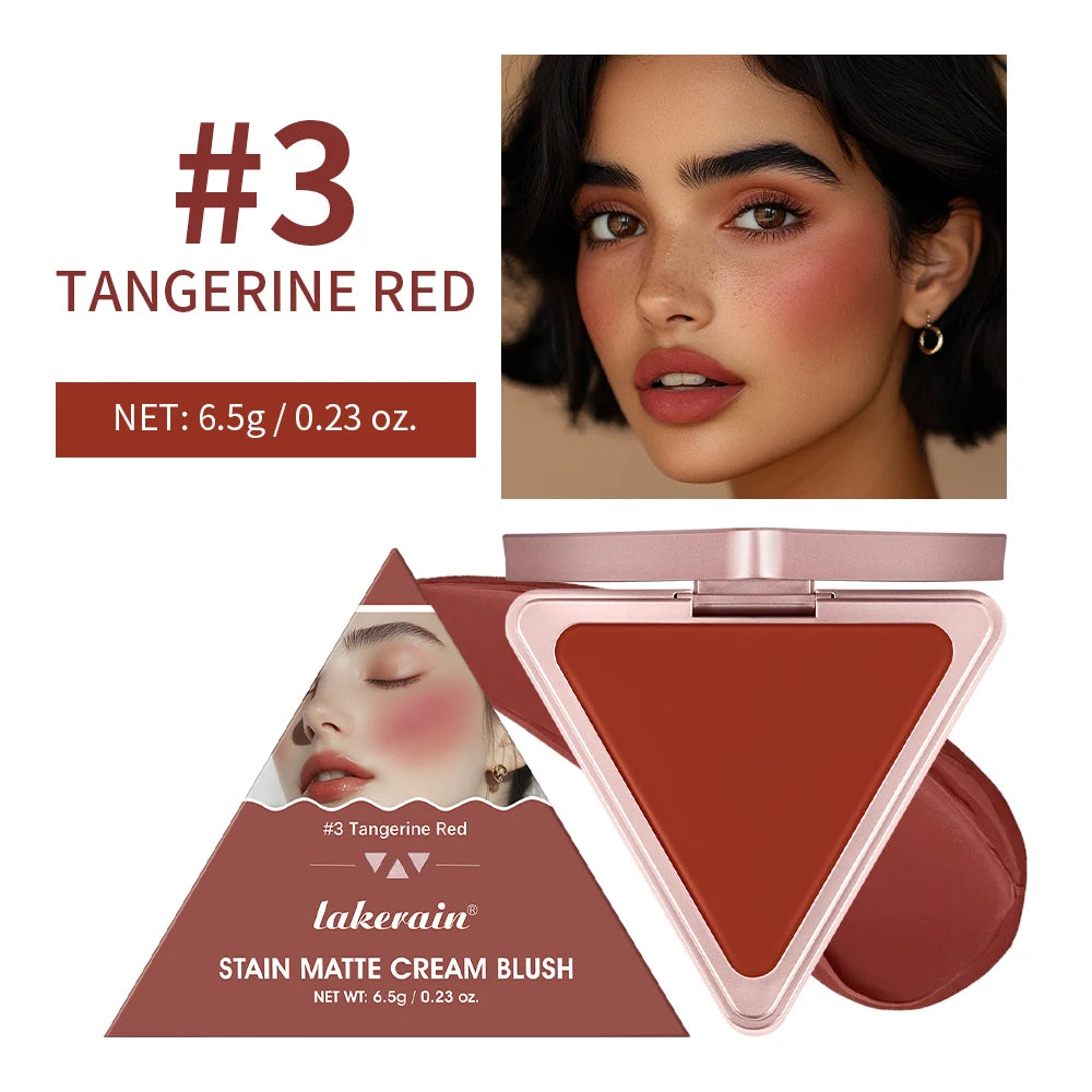 Lakerain Triangle Cream Blush Cream Matte Cream Non-greasy Easy to Push Color Saturation High Natural Rosy Rouge Blush Cream