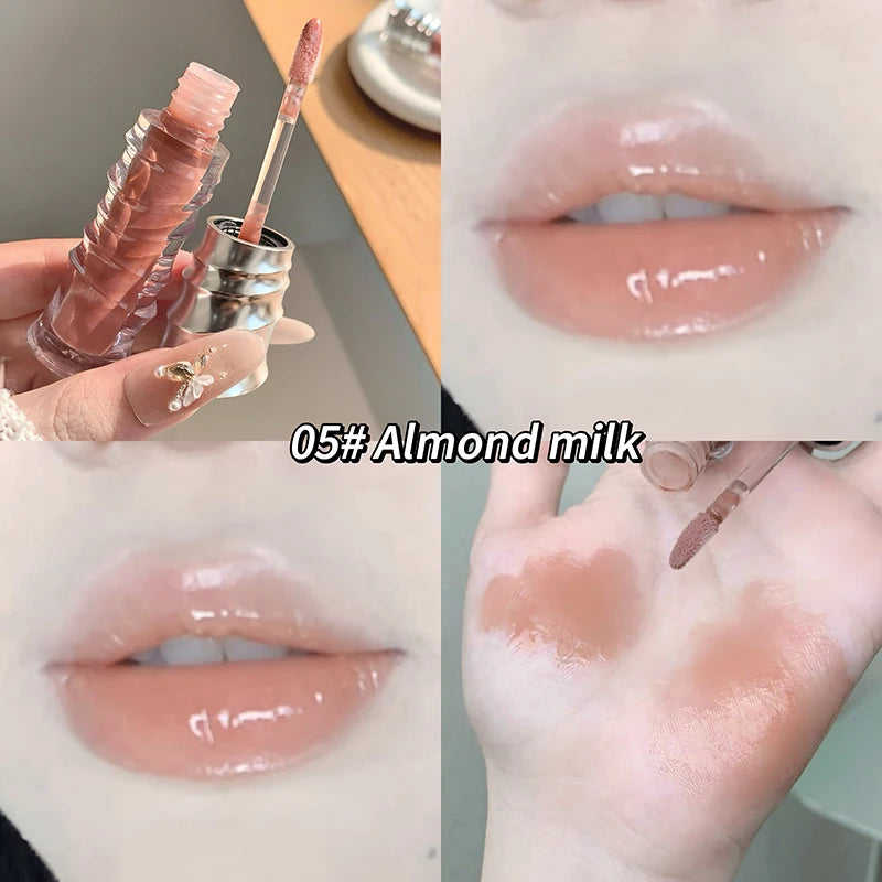Gege bear Water Light Mirror Lip Gloss Ice-Clear Jelly Lip Moisturizing and Color-Enhancing Lip Gloss