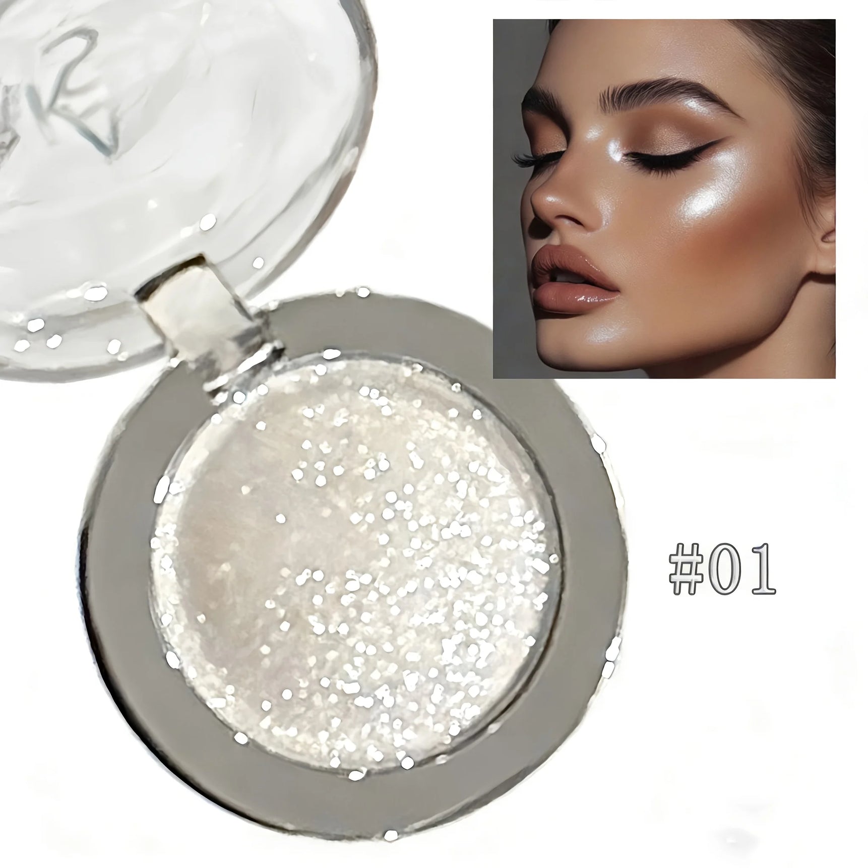 Kakashow Highlighting Cream with Pearl Shine, Fine Glitter, Long-Lasting, Non-Smudging, Eye and Face Brightening, Single Color Highlighting Cream Cosmetics, Valentine's Day Gift