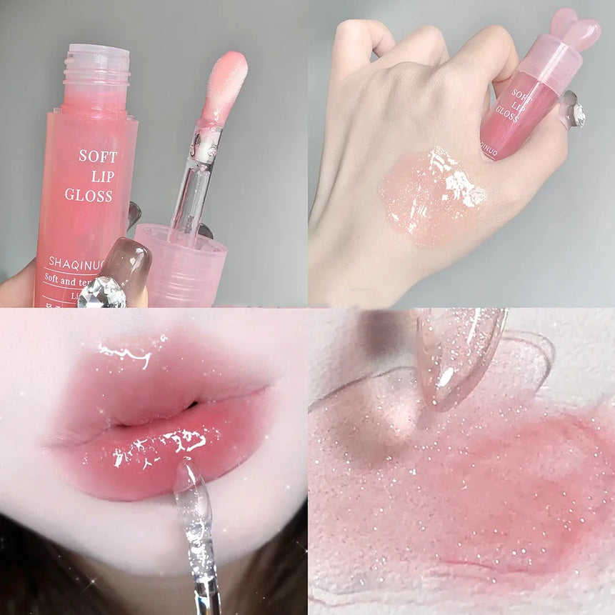 Light Rich Watery Lip Oil Glitter Clear Transparent Glossy Lipstick Moisturizing Nourishing Hydrating Lip Gloss Makeup Cosmetics