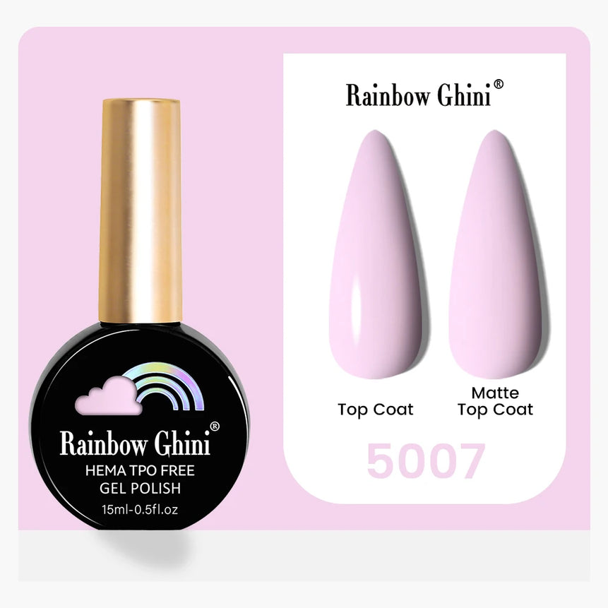Rainbow Ghini 15ML 146 Colors Long-Lasting Colorful Gel Nail Polish Professional UV/LED Gel Polish Base Coat Matte Top Coat